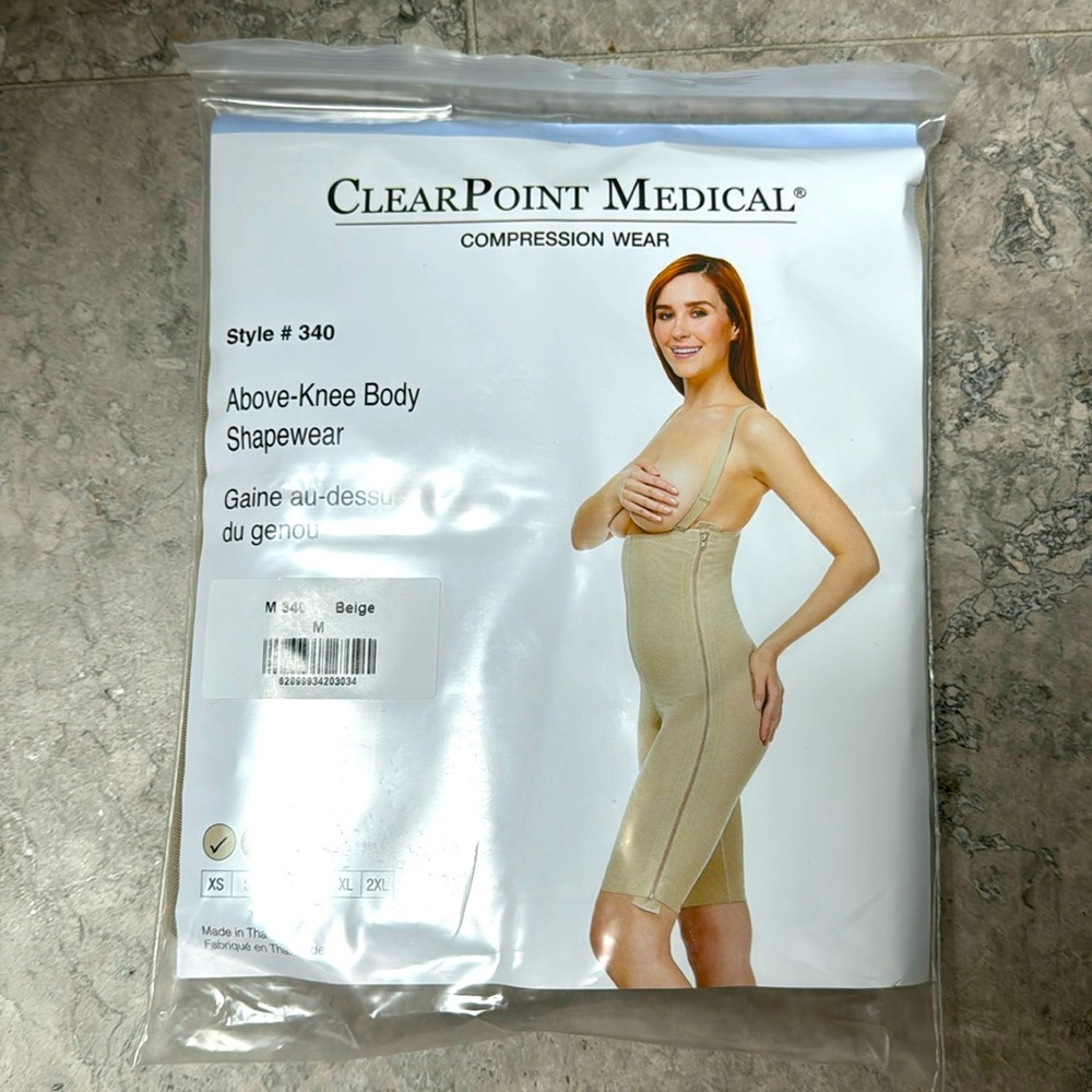 NWT. Clearpoint Medical Above Knee Body Shapewear Style 340. Beige Size Medium.